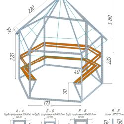 Беседка шестиугольная металлическая