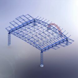 Металлоконструкции навеса летнего театра "Ракушка" г. Житомир (проект воплощён в Жизнь) (3D модель) 36000*29600*15000