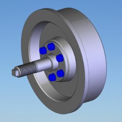 3D модель сборки колеса диамктром 200 мм технологической тележки машиностроительного производства