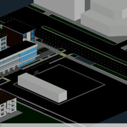 3D модель квартал города, автосервис, офисы