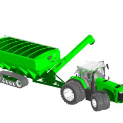 3D модель трактор с прицепом-перегружателем