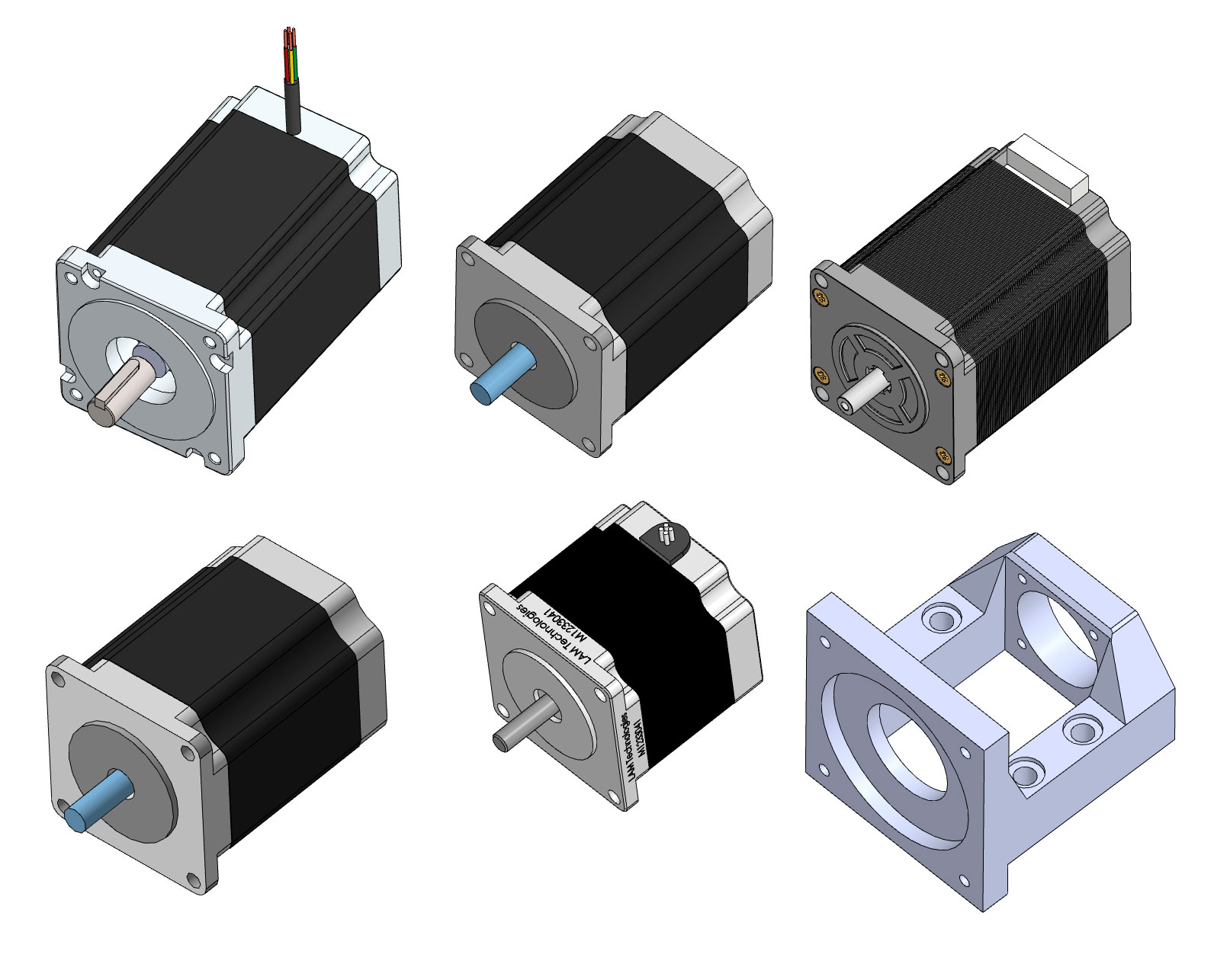 3D Шаговый двигатель NEMA 17 / 23 / 34 - Чертежи, 3D Модели, Проекты,  Электродвигатели