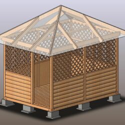 Беседка садовая 2,5х3,5 м с четырёхскатной шатровой крышей