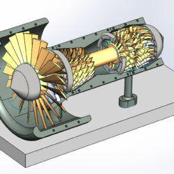 Учебная модель авиационного двигателя в разрезе