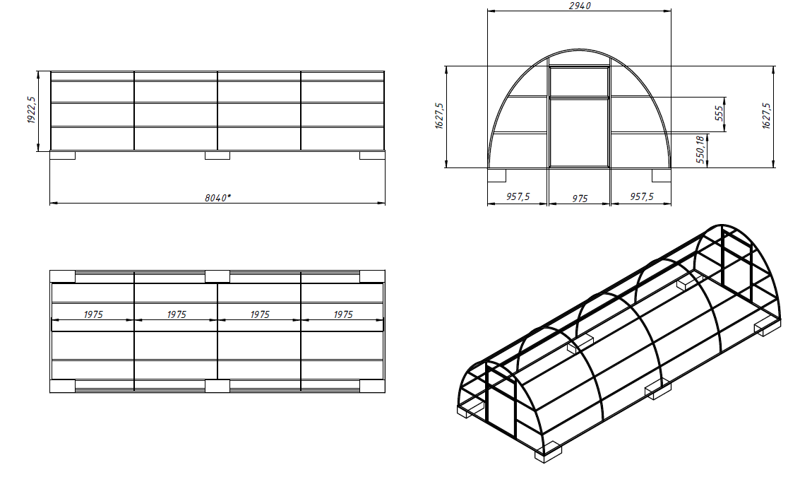 Размеры теплиц из поликарбоната чертежи