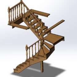 Лестница с площакой и забежными ступенями