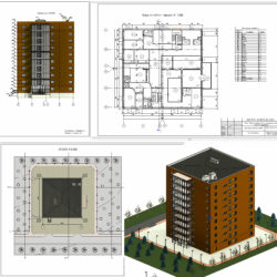 3D Модель 10 этажного жилого здания