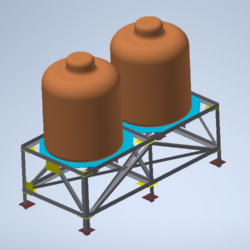 3D-модель водонапорной башни для поддержки 2 резервуаров для воды по 1000 л
