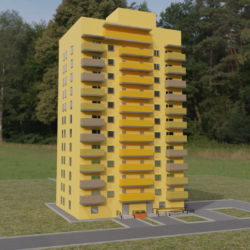 3D модель12-ти этажного жилого дома
