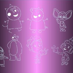 Трафарет для лазерной резки мультипликационных героев (маша и медведь, фиксики, малыш, свинка пепа)