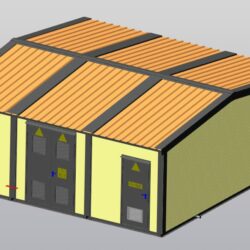 Блочно-модульное здание электрической подстанции 2КТПНу 2500 из сэндвич-панелей. Габаритные размеры 7600х7650 h=3390мм.