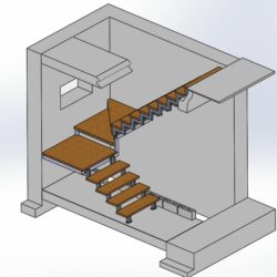 3D модель лестницы двухмаршевой, для частного дома