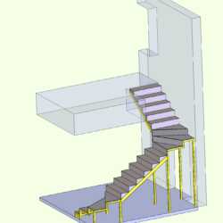 Металлический каркас П-образной лестницы