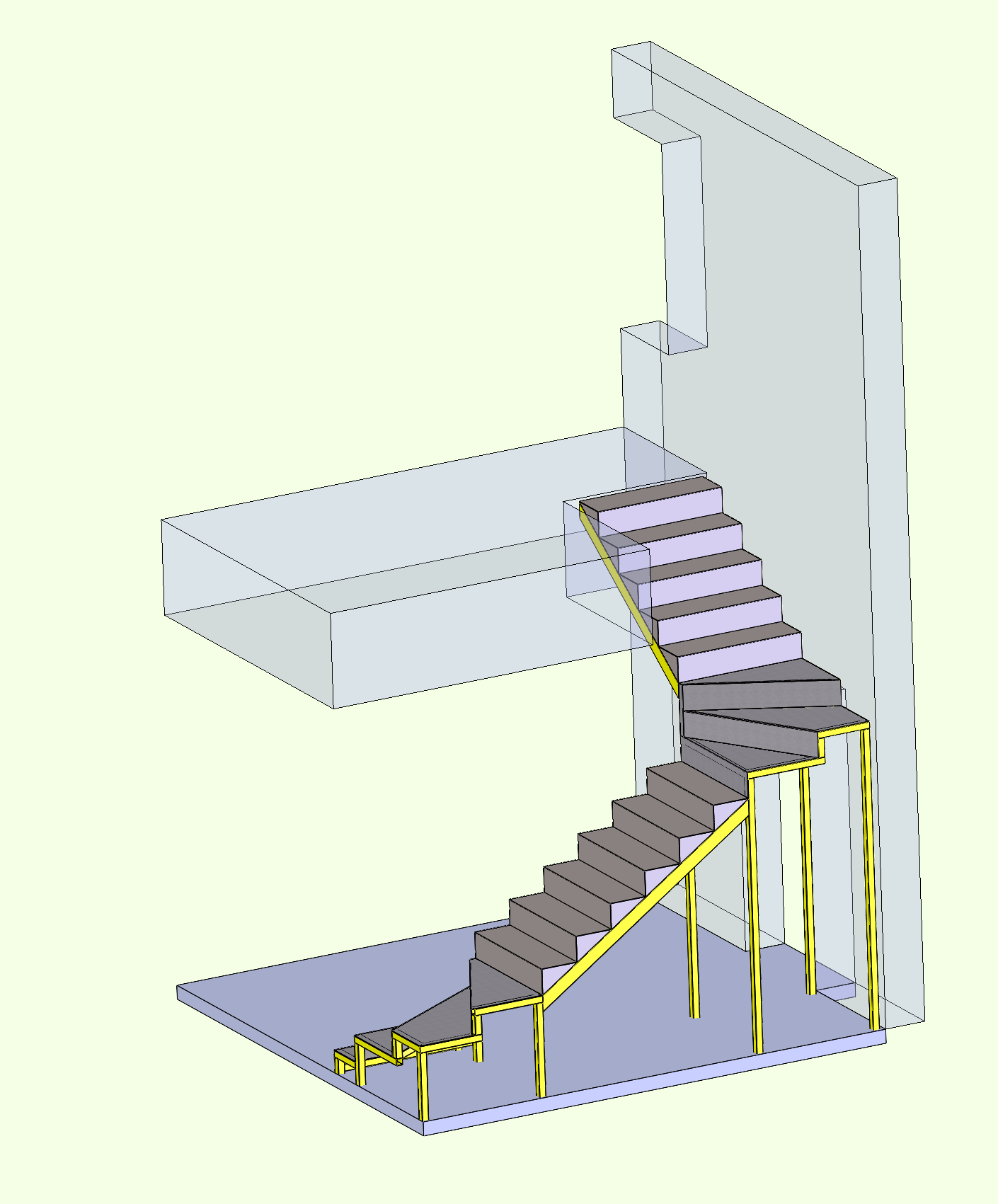 Онлайн расчёт П-образной лестницы с забежными ступенями
