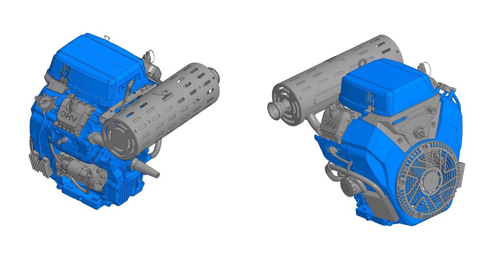 Габаритная модель двигателя Loncin LC2V80FD - Чертежи, 3D Модели .
