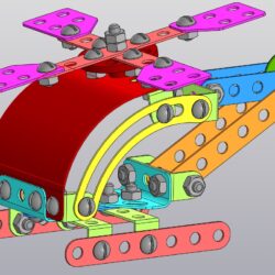Модель игрушечного вертолета из металлического конструктора