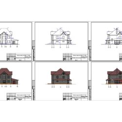 Архитектурно-строительные чертежи (раздел АС) 2-х этажного жилого дома с мансардой, общая площадь 305,45 м2, жилая 105,23 м2, гараж -41,75 м2