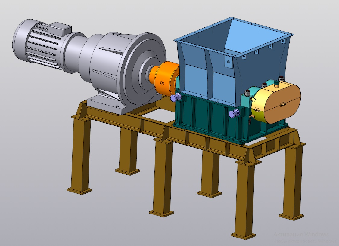 Двухвальный шредер для переработки шин - Чертежи, 3D Модели, Проекты,  Оборудование